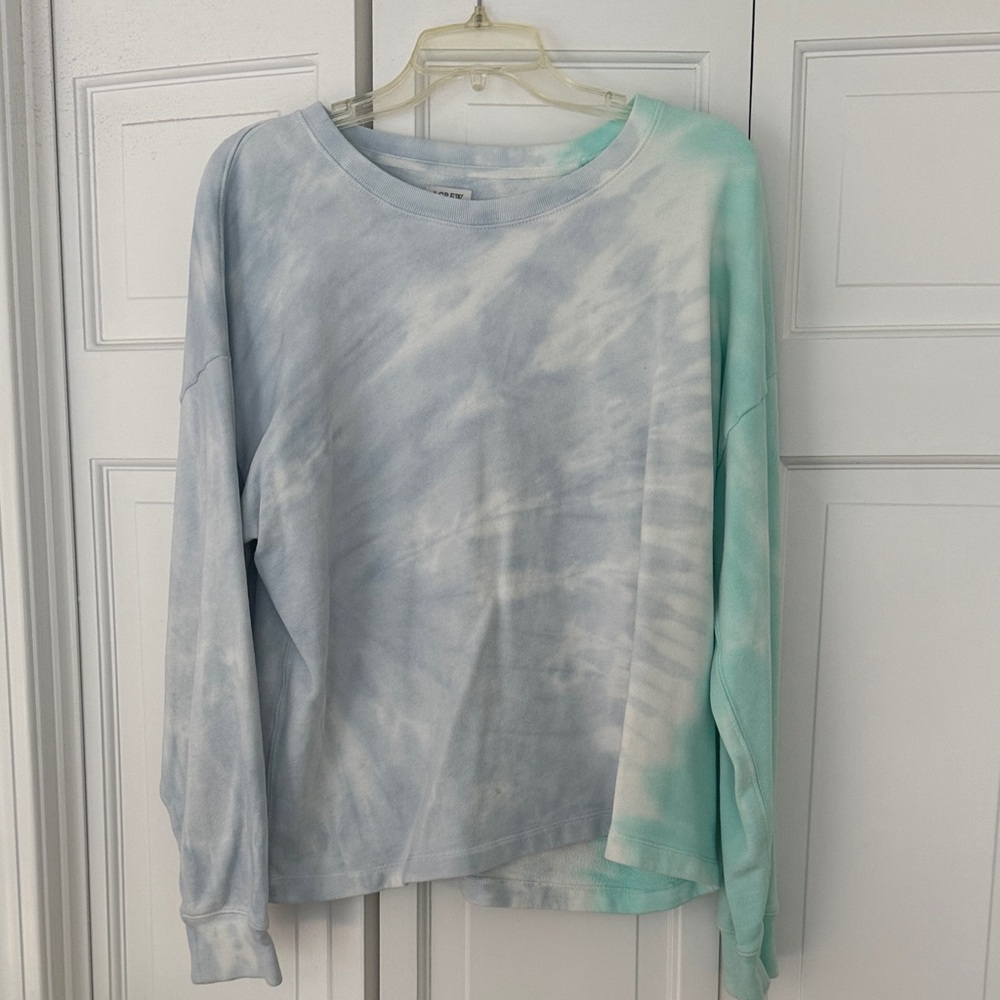 J. Crew Blue and Green Tie-Dye Sweater